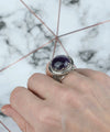 Sterling Silver Filigree Art Amethyst Gemstone Bold Statement Ring