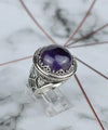 Sterling Silver Filigree Art Amethyst Gemstone Bold Statement Ring