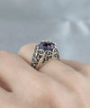 Filigree Art Amethyst Gemstone Women Silver Cocktail Ring