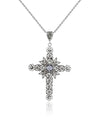 Filigree Art Amethyst Gemstone Women Silver Cross Pendant Necklace