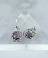 Sterling Silver Filigree Art Amethyst Gemstone Women Drop Earrings