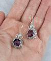Sterling Silver Filigree Art Amethyst Gemstone Women Drop Earrings