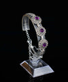 Filigree Art Amethyst Gemstone Women Silver Link Bracelet