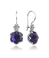 Filigree Art Amethyst Gemstone Women Sterling Silver Drop Earrings