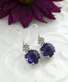 Filigree Art Amethyst Gemstone Women Sterling Silver Drop Earrings