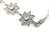 925 Sterling Silver Filigree Art Aqua Chalcedony Gemstone Star Link Bracelet