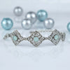 925 Sterling Silver Filigree Art Aqua Chalcedony Gemstone Link Bracelet