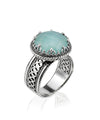 Filigree Art Aqua Chalcedony Gemstone Women Silver Cocktail Ring - Filigranist Jewelry