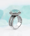 Filigree Art Aqua Chalcedony Gemstone Women Silver Cocktail Ring - Filigranist Jewelry
