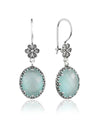 Filigree Art Aqua Chalcedony Gemstone Women Silver Oval Dangle Earrings