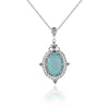 Filigree Art Aqua Chalcedony Gemstone Women Silver Oval Pendant Necklace - Filigranist Jewelry