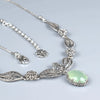 925 Sterling Silver Filigree Art Aqua Chalcedony Gemstone Paisley Design Necklace