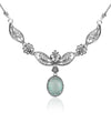 Filigree Art Aqua Chalcedony Gemstone Women Silver Princess Necklace - Filigranist Jewelry