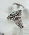 Filigree Art Aqua Chalcedony Gemstone Women Silver Statement Ring
