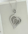 Filigree Art Asymmetric Heart Women Silver Pendant Necklace