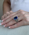 Sterling Silver Filigree Art Blue Quartz Gemstone Bee Detailed Women Statement Ring