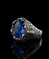 Sterling Silver Filigree Art Blue Quartz Gemstone Bee Detailed Women Statement Ring