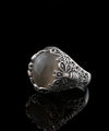 Sterling Silver Filigree Art Gray Moonstone Gemstone Bee Detailed Women Statement Ring
