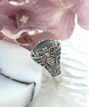 Sterling Silver Filigree Art Gray Moonstone Gemstone Bee Detailed Women Statement Ring