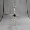 Filigree Art Black Onyx Gemstone Silver Cross Design Women Pendant Necklace - Filigranist Jewelry