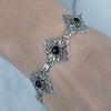 Black Onyx Gemstone 925 Sterling Silver Artisan Handcrafted Filigree Art Link Bracelet