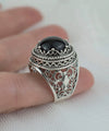Sterling Silver Filigree Art Black Onyx Gemstone Women Bold Ring