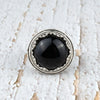 925 Sterling Silver Filigree Art Black Onyx Gemstone Bold Statement Ring