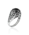 Sterling Silver Filigree Art Black Onyx Gemstone Women Dainty Cocktail Ring