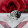 925 Sterling Silver Filigree Art Black Onyx Gemstone Bold Dome Ring