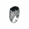 925 Sterling Silver Filigree Art Black Onyx Gemstone Oval Dome Ring