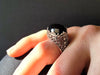 925 Sterling Silver Filigree Art Black Onyx Gemstone Oval Dome Ring