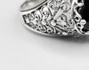 925 Sterling Silver Filigree Art Black Onyx Gemstone Oval Dome Ring