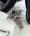 Filigree Art Black Onyx Gemstone Women Silver Statement Ring