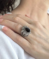 Sterling Silver Filigree Art Black Onyx Women Cocktail Dome Ring