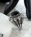 Sterling Silver Filigree Art Black Onyx Women Cocktail Dome Ring