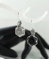 Filigree Art Black Onyx Gemstone Women Sterling Silver Drop Earrings