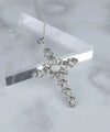 Filigree Art Black Rutile Gemstone Silver Cross Design Women Pendant Necklace