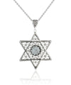 Filigree Art Black Rutile Gemstone Star of David Women Silver Pendant Necklace