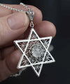 Filigree Art Black Rutile Gemstone Star of David Women Silver Pendant Necklace