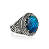 Filigree Art Blue Abalone Gemstone Women Silver Bold Statement Ring - Filigranist Jewelry