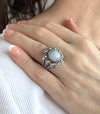 Filigree Art Blue Lace Agate Gemstone Women Statement Dome Ring - Filigranist Jewelry