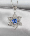 Filigree Art Blue Quartz Gemstone Star Design Women Silver Pendant Necklace