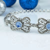 925 Sterling Silver Filigree Art Blue Quartz Gemstone Butterfly Link Bracelet
