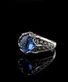 Sterling Silver Filigree Art Blue Quartz Gemstone Women Dainty Cocktail Ring