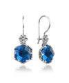 Filigree Art Blue Quartz Gemstone Women Sterling Silver Drop Earrings