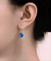 Filigree Art Blue Quartz Gemstone Women Sterling Silver Drop Earrings