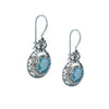 925 Sterling Silver Filigree Art Blue Topaz Gemstone Floral Drop Earrings