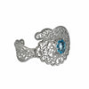 925 Sterling Silver Filigree Art Blue Topaz Gemstone Lace Cuff Bracelet