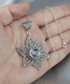 Filigree Art Blue Topaz Gemstone Star Design Women Silver Pendant Necklace