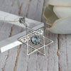 Filigree Art Blue Topaz Gemstone Star of David Women Silver Pendant Necklace - Filigranist Jewelry
